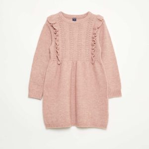 Robe pull avec maille ajourée et volants ROSE