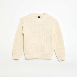 Pull en maille chenille BLANC