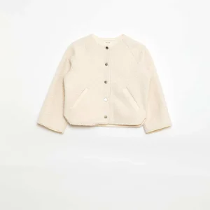 Veste à pressions effet moutonné BLANC