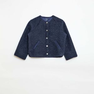 Veste à pressions effet moutonné BLEU