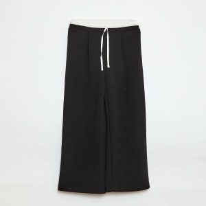 Pantalon large avec effet 2 en 1 avec style caleçon NOIR