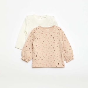 Lot de 2 tee-shirts imprimés BEIGE/BLANC
