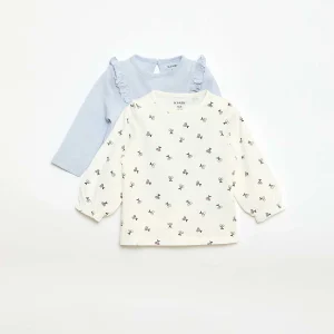 Lot de 2 tee-shirts imprimés BLANC/BLEU