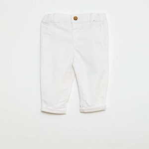 Chino droit en coton stretch BLANC