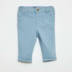 Chino droit en coton stretch BLEU