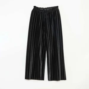 Pantalon large wide leg en maille velvet côtelé NOIR