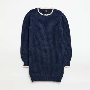 Robe pull avec col en dentelle BLEU