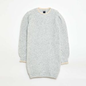 Robe pull avec col en dentelle GRIS