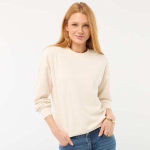 Sweat col rond en french terry uni BLANC