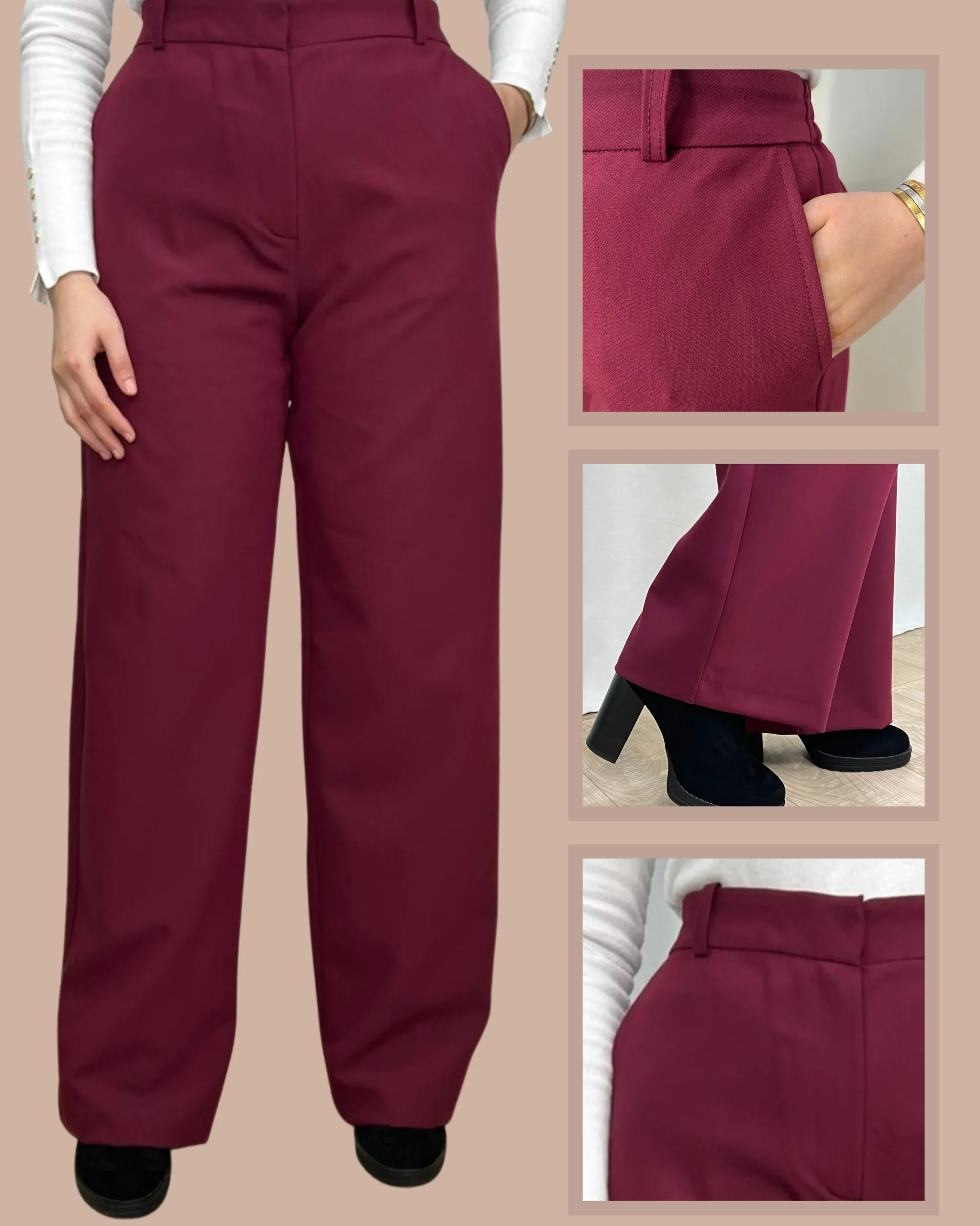 Pantalon NOVA – Coupe droite en tissu tergal – Image 3