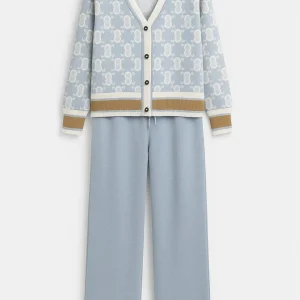 Cardigan Femme | maille jacquard | col en V boutonné pour Printemps