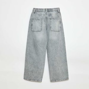 Jean baggy uni 5 poches GRIS