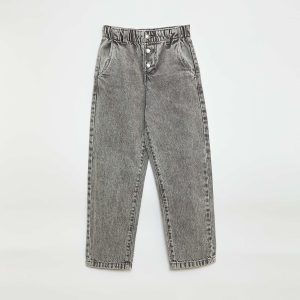 Jean mom avec poches en forme de cœur GRIS
