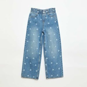 Jean wide leg imprimé fantaisie BLEU