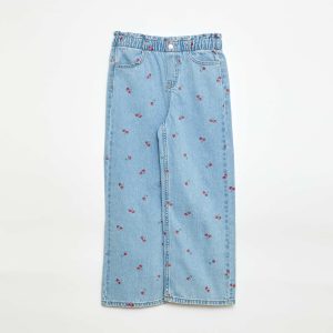 Jean wide leg imprimé fantaisie BLEU