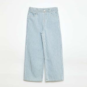 Jean wide leg imprimé fantaisie BLEU RAYé