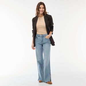 Jean taille haute coupe flare/bootcut BLEU
