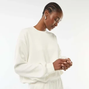 Sweat crop top effet boule BLANC