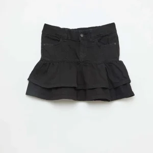 Jupe short en denim avec volants NOIR