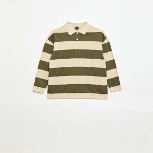 Polo oversize à rayures VERT