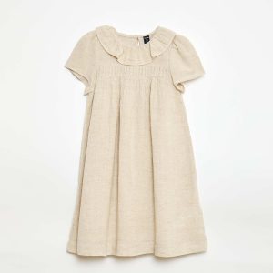 Robe collerette en lin mélangé BEIGE