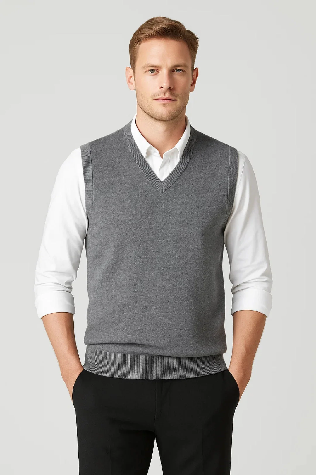 Gilet Homme | col V | design texturé et léger pour Mi-Saison – Image 2