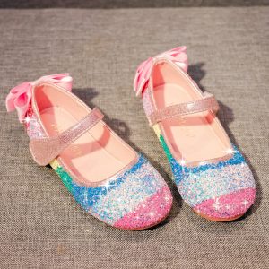 Ballerine enfant nœud papillon paillette rose