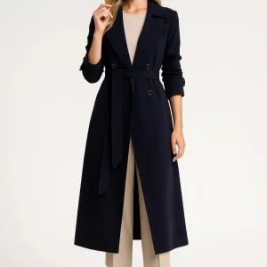 Manteau Femme | long ceinturé croisé | silhouette élégante pour Hiver