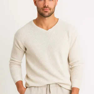 Pull Homme | Texturé à Col en V | Élégant, Décontracté et Confortable pour Hiver