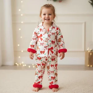 Pyjama de Noël enfant - Noeud et biscuit