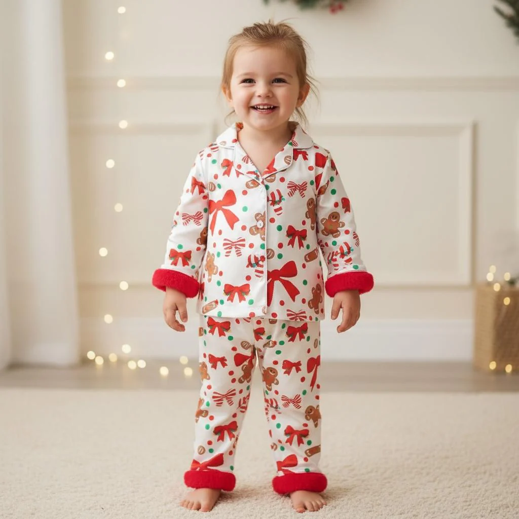 Pyjama de Noël enfant - Noeud et biscuit