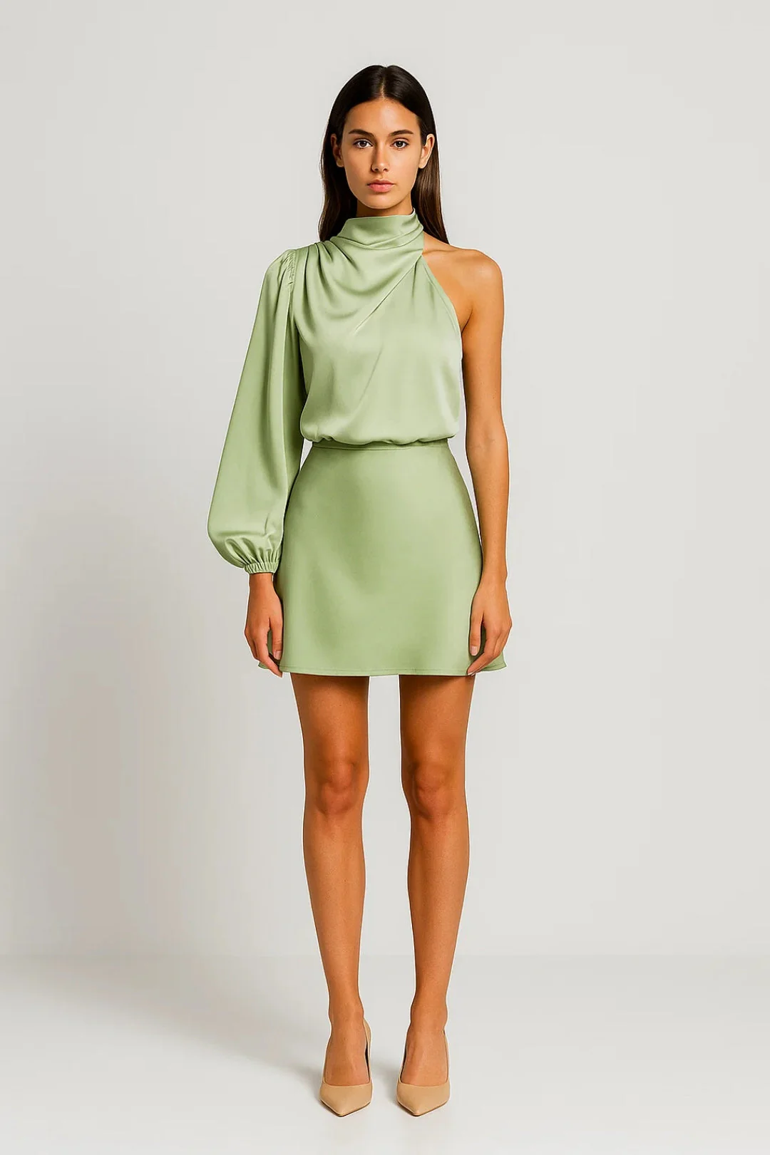 Robe Femme | Courte | Élégante | épaule drapée pour Été – Image 5