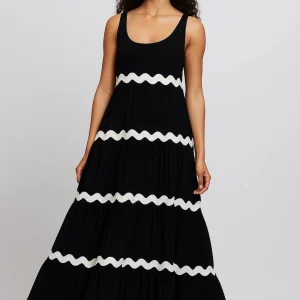 Robe Femme | Longue | Graphique | bandes contrastées pour Été