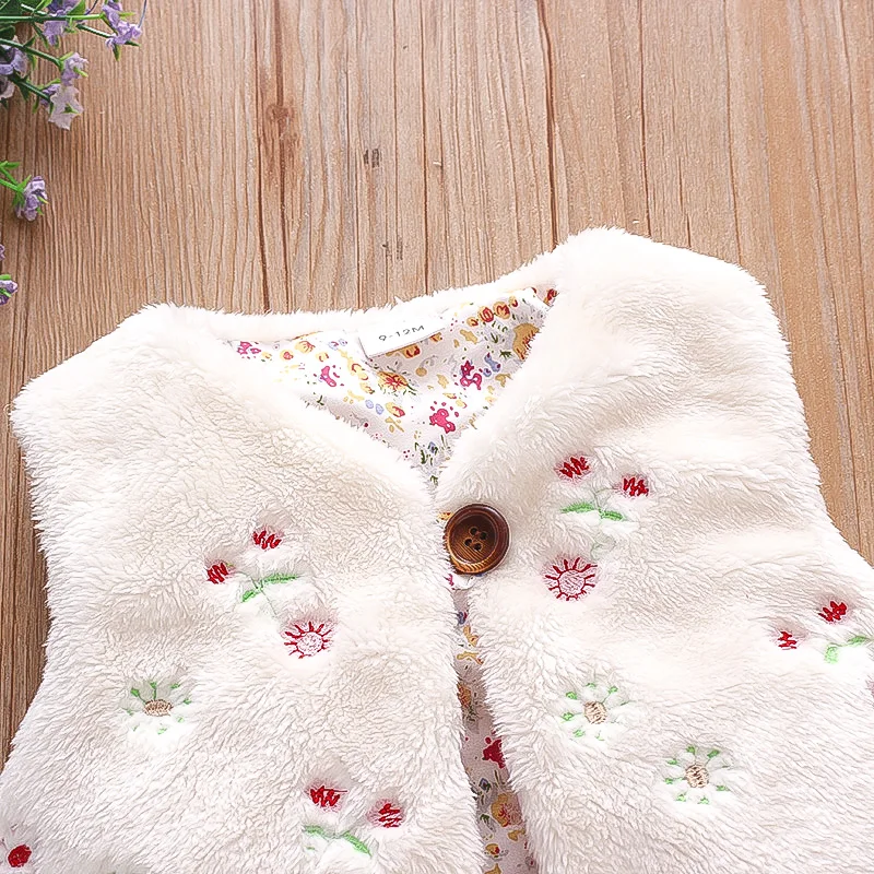 Gilet fausse fourrure pour enfant fleurs – Image 3