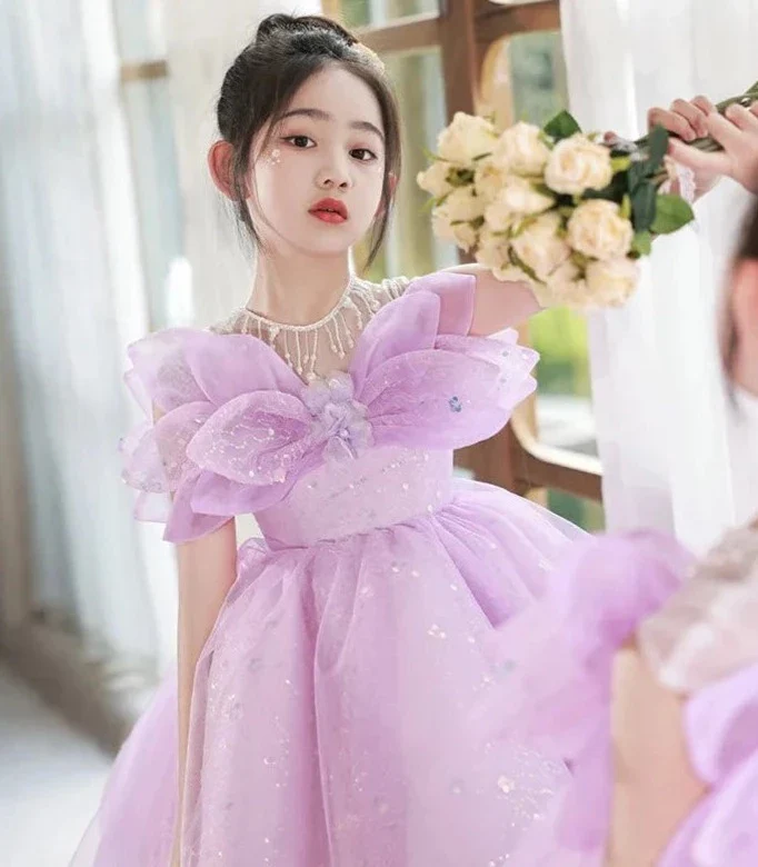 Robe cérémonie enfant petite libellule violette – Image 2