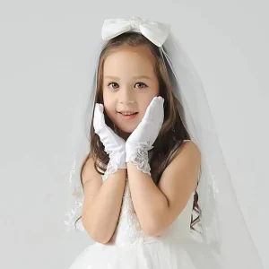 1 paires de gants dentelle satiné
