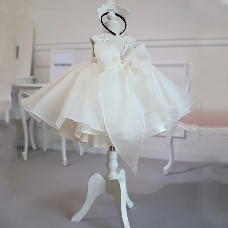 Robe cérémonie fille blanc crème – Image 2