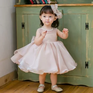 Robe cérémonie bébé fille rose poudrée