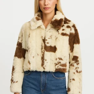 Veste courte Femme | fausse fourrure | col texturé pour Hiver