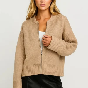 Gilet Zippé Femme | coupe oversize | maille texturée pour Hiver