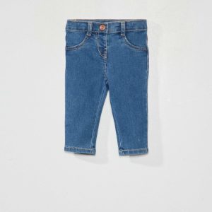 Jean slim stretch à taille ajustable Bleu