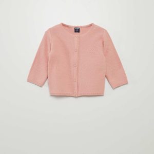 Gilet en maille fantaisie Rose