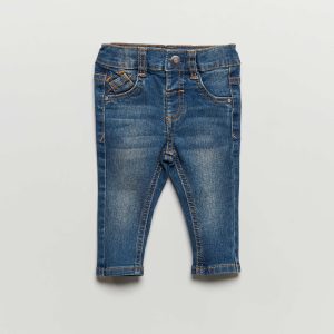 Jean slim stretch à taille ajustable Bleu foncé