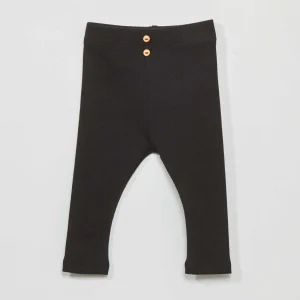 Legging uni en maille côtelée noir