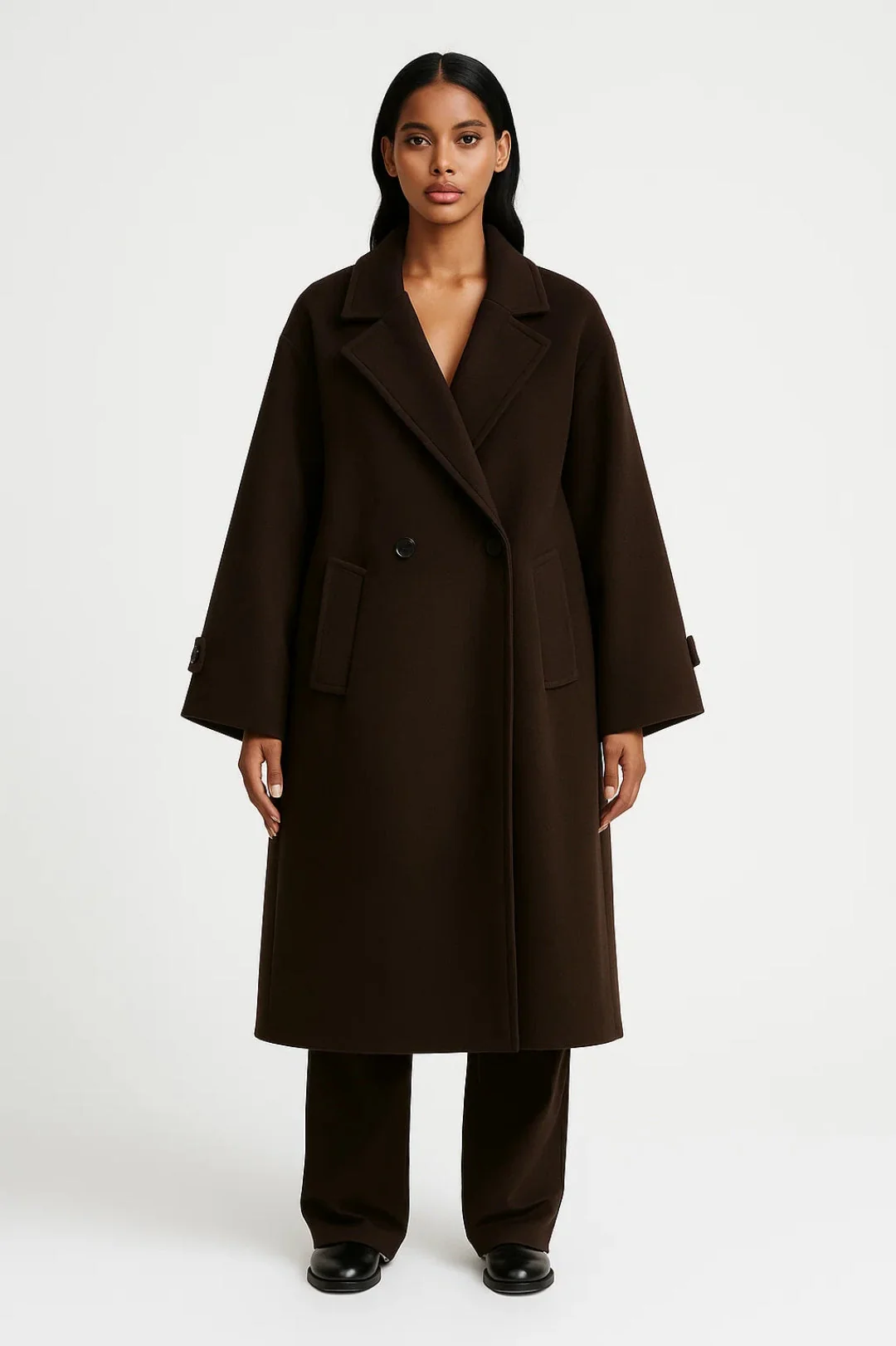 Manteau Femme | Long Oversize à Double Boutonnage | Élégant et Structuré pour Hiver