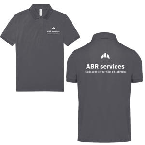 1 polo B&C My Polo 180 Dark Grey taille 4XL personnalisé coeur + dos ABR Services