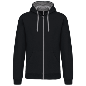 Sweat zippé à capuche contrasté personnalisable – Style et confort