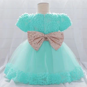 Robe bébé princesse anniversaire nœud papillon en double
