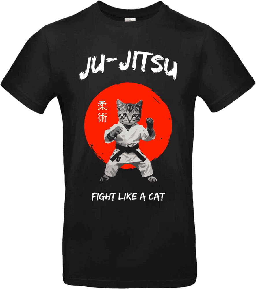 T-shirt “Ju Jitsu – Fight Like a Cat” – Chat Combattant