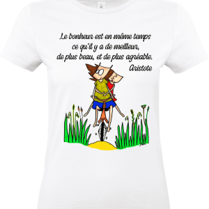T-shirt « Le bonheur » – Citation d’Aristote & illustration Abi Illustration 🌿🚲